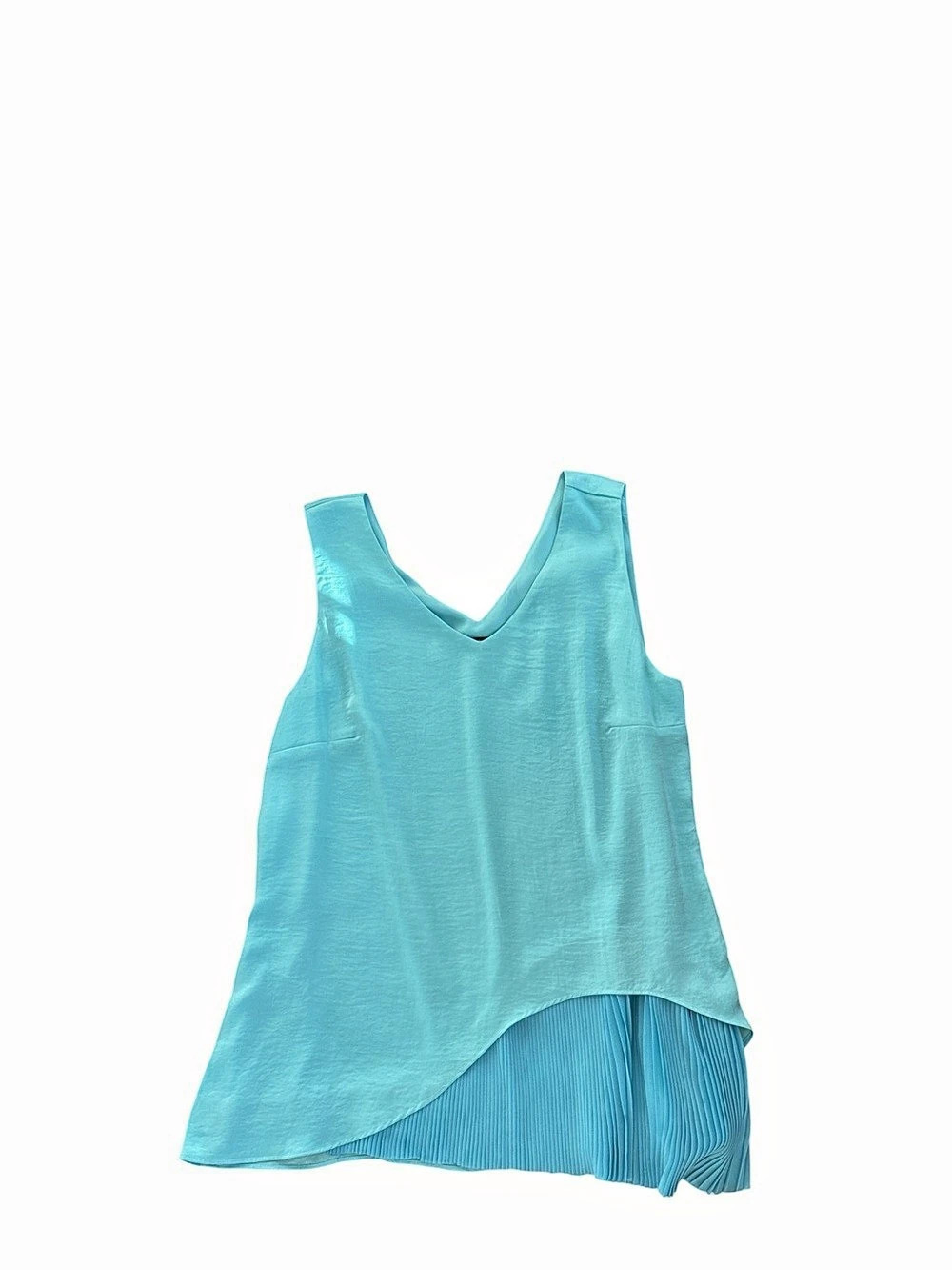 Halston Asymmetrical Pleated Tank in Blue Size 10 Like New